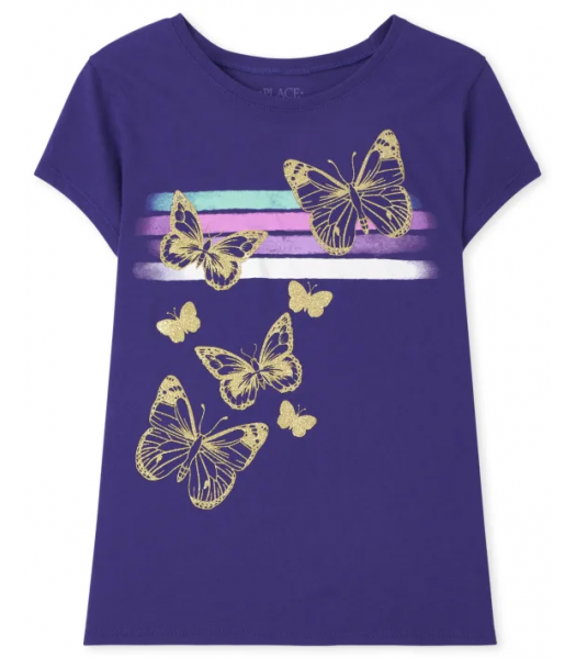 Childrens Place Purple Butterfly Graphic Tee